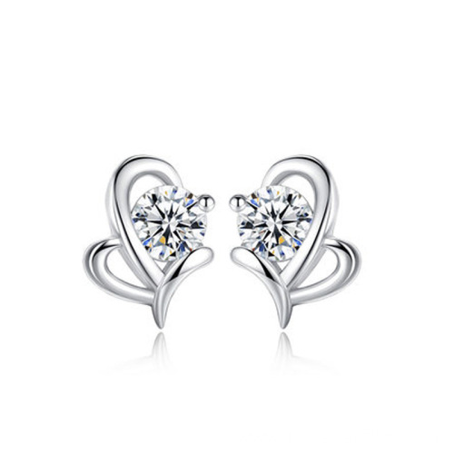 2022 Sterling Silver Heart Charm 925 Stud Earrings